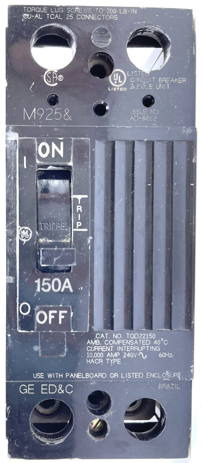 GE General Electric TQD22150 150 Amp 2 Pole Phase 240 VAC Circuit Breaker 150a for sale online 