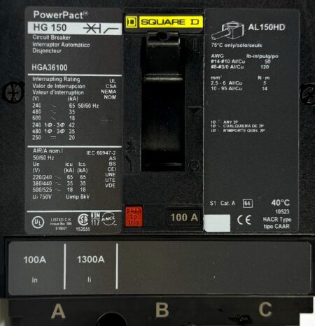 Square D HGA36100-REPORT