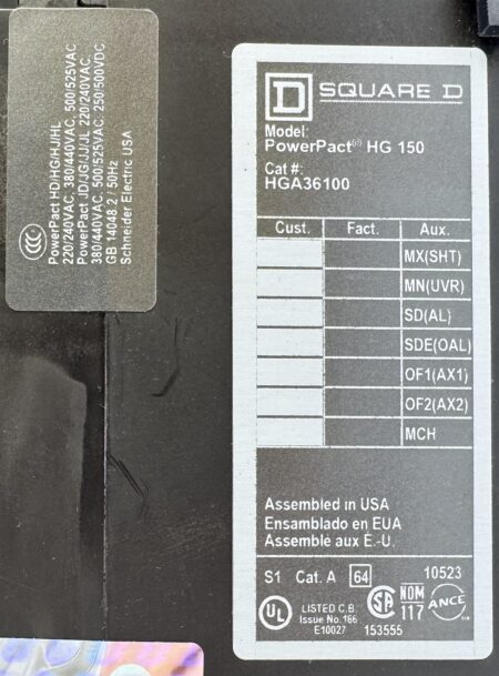 Square D HGA36100-REPORT