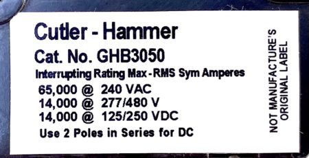 Cutler Hammer GHB3050-NML