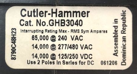 Eaton Cutler Hammer GHB3040