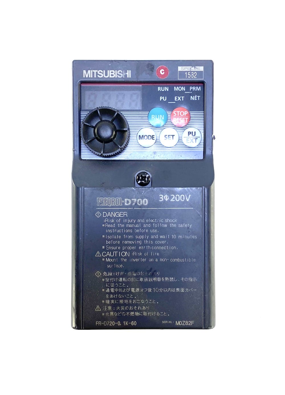 Mitsubishi Electric FR-D720-0.1K-60 3 Phase 240 Vac Inverter