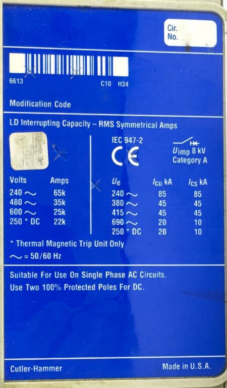 Cutler Hammer LD3600F-500A-BL