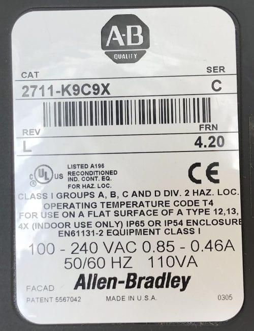 Allen Bradley 2711-K9C9X