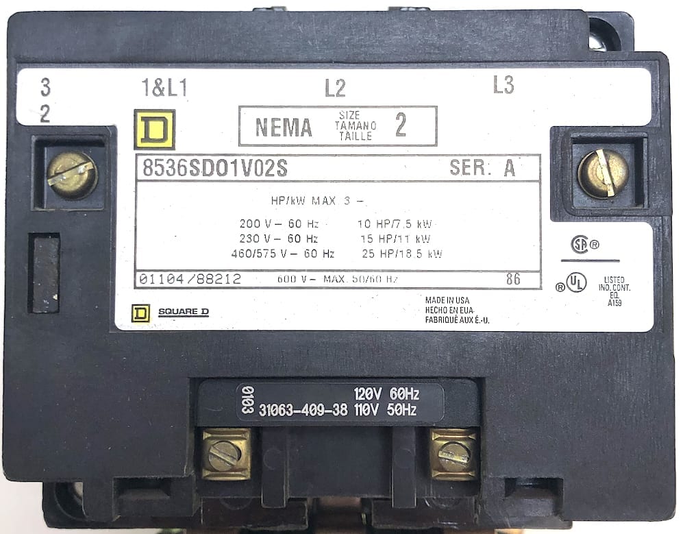 Square D 8536SDO1V02S Nema Size 2 120V Motor Starter – New In Box