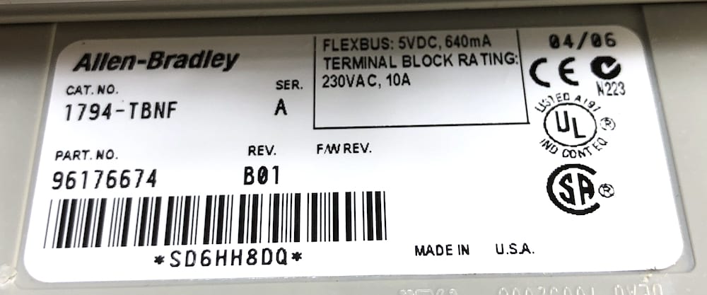 Allen Bradley 1794-OW8 Flex I/O Ser A Rev A01 Relay Output w/Base