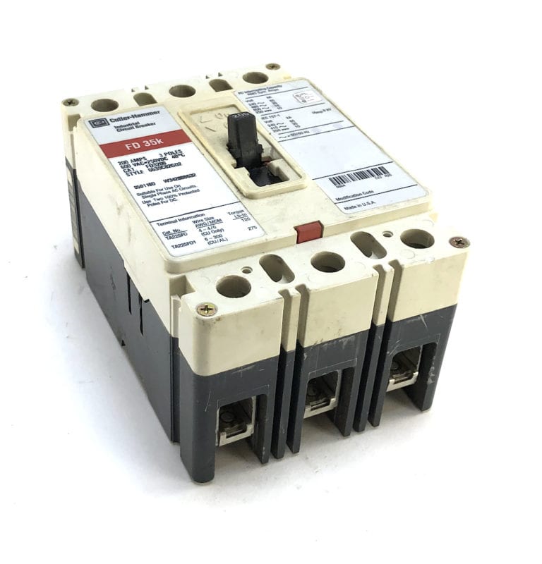 Cutler Hammer FD3200 3 Pole 200 Amp 600 Vac Circuit Breaker