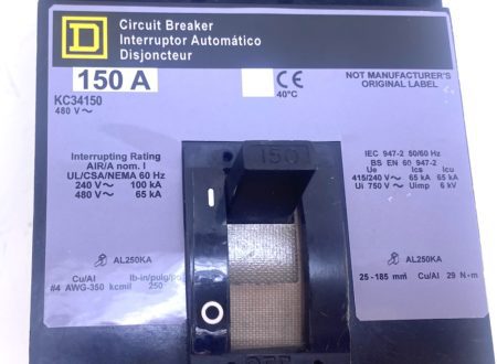 Square D KC34150 3 Pole 150 Amp 480 Vac I-Line Circuit Breaker