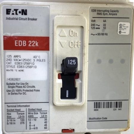 Eaton Cutler Hammer EDB3125BP10-RL
