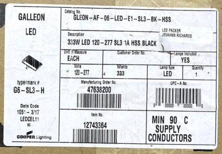 Galleon GLEON-AF-06-LED-E1-SL3-BK-HSS-NIB