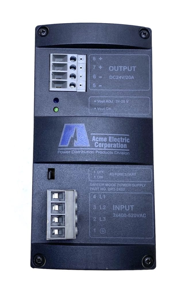 Acme Electric DR32420 24V 20A Switch Mode Power Supply (Slight Crack) Electrical Power and
