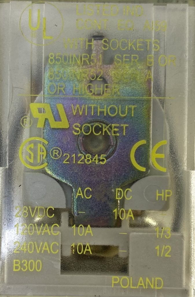 Square D 8501KP12P14V20 120 Vac 8Pin Ice Cube Relay w/Base Socket