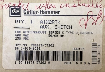 Cutler Hammer A1X2RTK-NIB