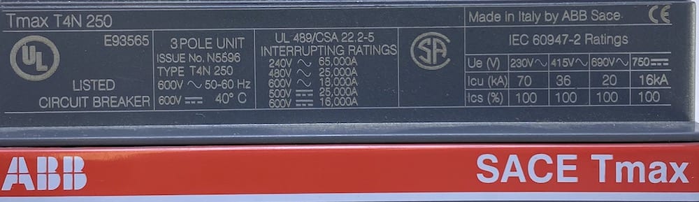 ABB SACE Tmax XT3N 250 TmaxXT3N 250 Leistungsschalter 250A 