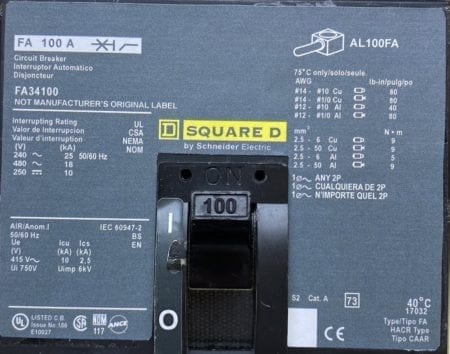 Square D FA34100-NML-CL
