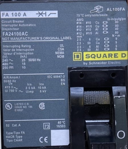 Square D FA24100AC-NML-CL