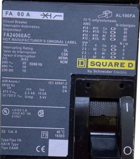 Square D FA24060AC-NML-CL