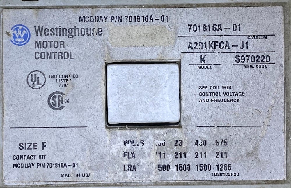 CUTLER HAMMER 701816A-01 CONTACTOR SIZE F MODEL K 120V 