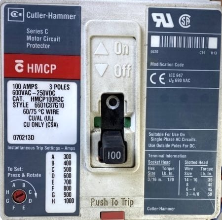 Cutler Hammer HMCP100R3C-AUX