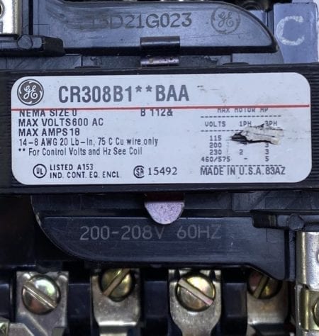 General Electric CR308B1**BAA-STARTER-NOB