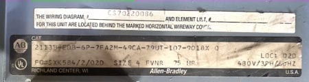 Allen Bradley 2113B-EDB-SIZE4-150A-24in