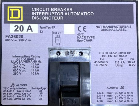 Square D FA36020-NML-GL-LIR-CHIP