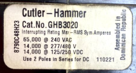 Cutler Hammer GHB3020