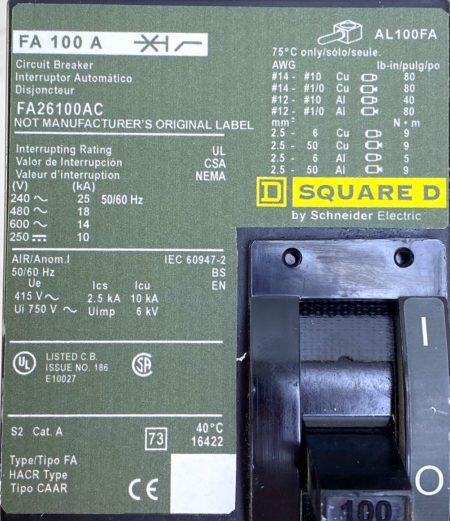 Square D FA26100AC-NML-CL-CHIP