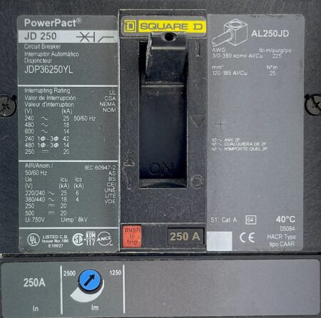 Square D JDP36250YL 3 Pole 250A 600 Vac Powerpact Circuit Breaker - Image 5