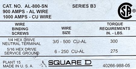 Square D AL800SN