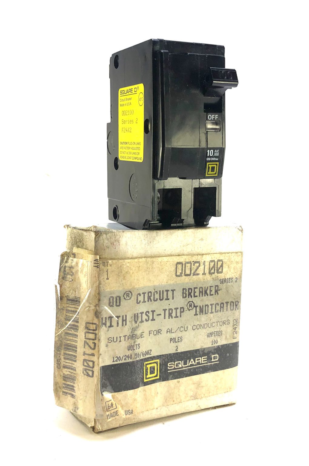 Square D Q02100 2 Pole 100 Amp 240 Vac Circuit Breaker Visi-Trip