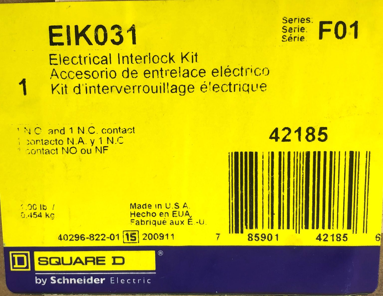 Electrical Intelock Square D EIK031 Electrical Interlock Kit (Factory Sealed)