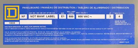 Square D SQUARED-NF-3P4W-600A-600V-MLO-PANEL-NEW-NML