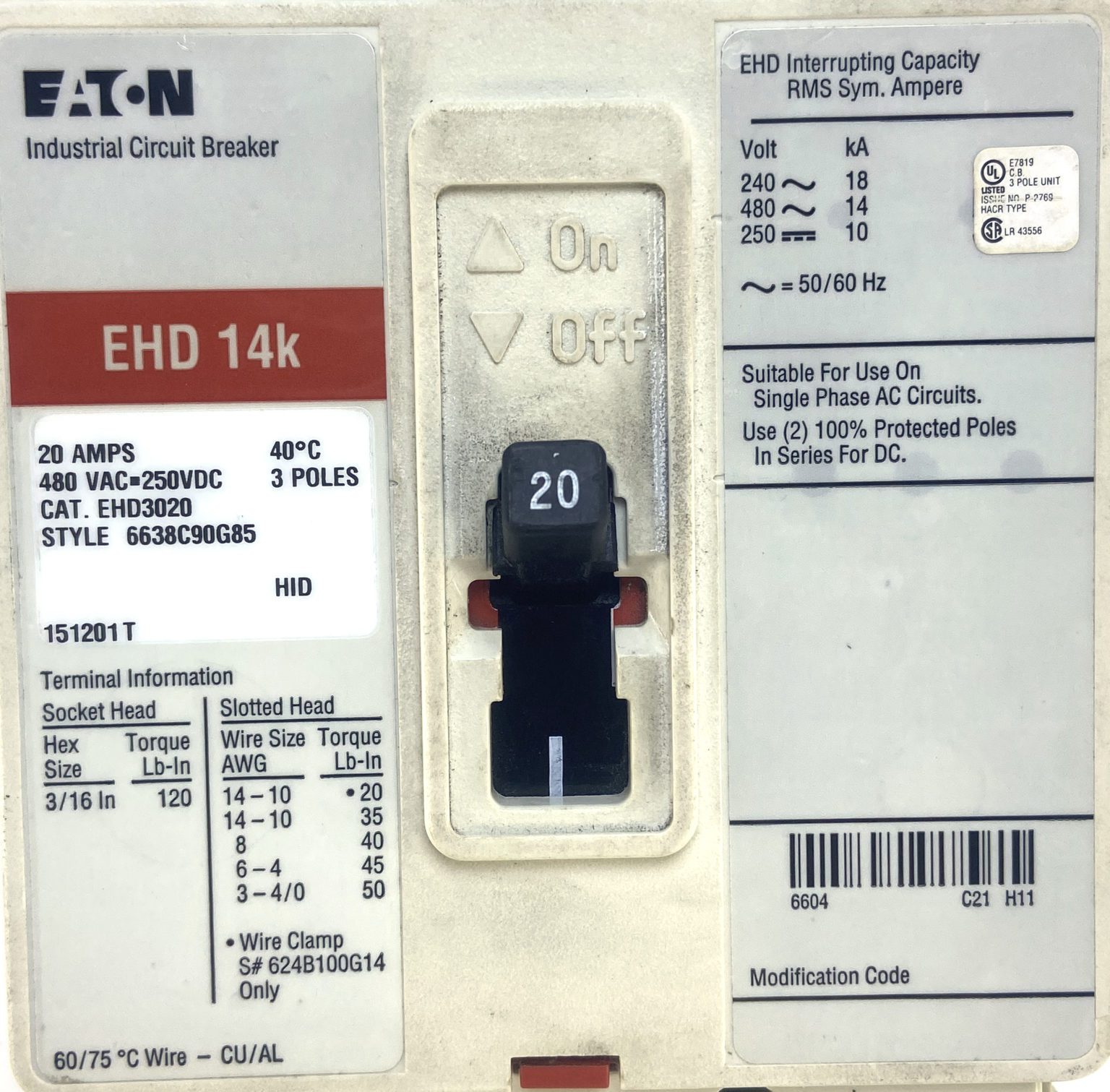 EATON INDUSTRIES - Interruttore A Camme ON/OFF, 3 Poli 1 Ausiliario 20 A Rotazione A 90 Gradi Installazione A Parete  000000000000968952