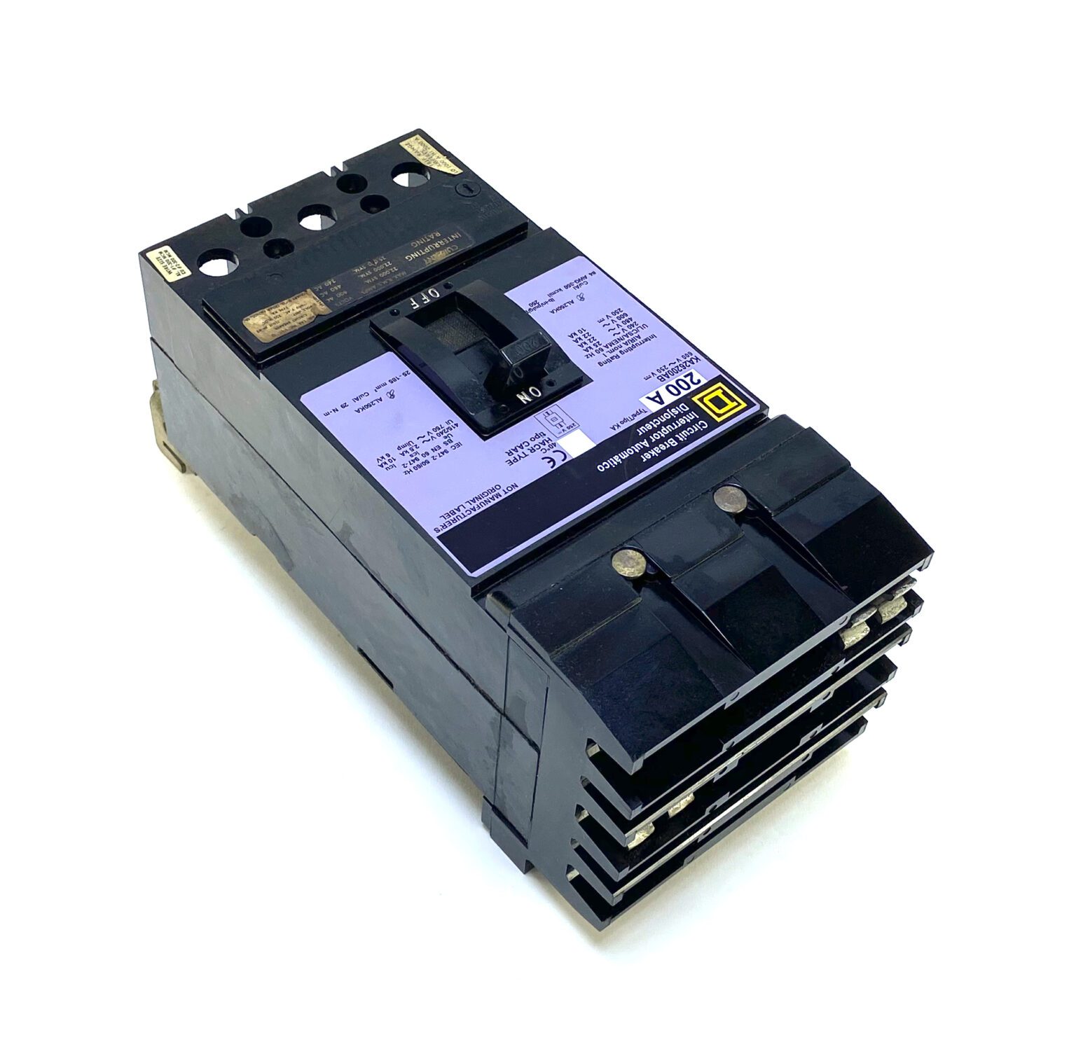 Square D KA26200AB 2 Pole 200 Amp 600 Vac ILine Circuit Breaker