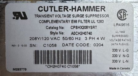 Cutler Hammer CPSHX208YSRT+HARDWARE