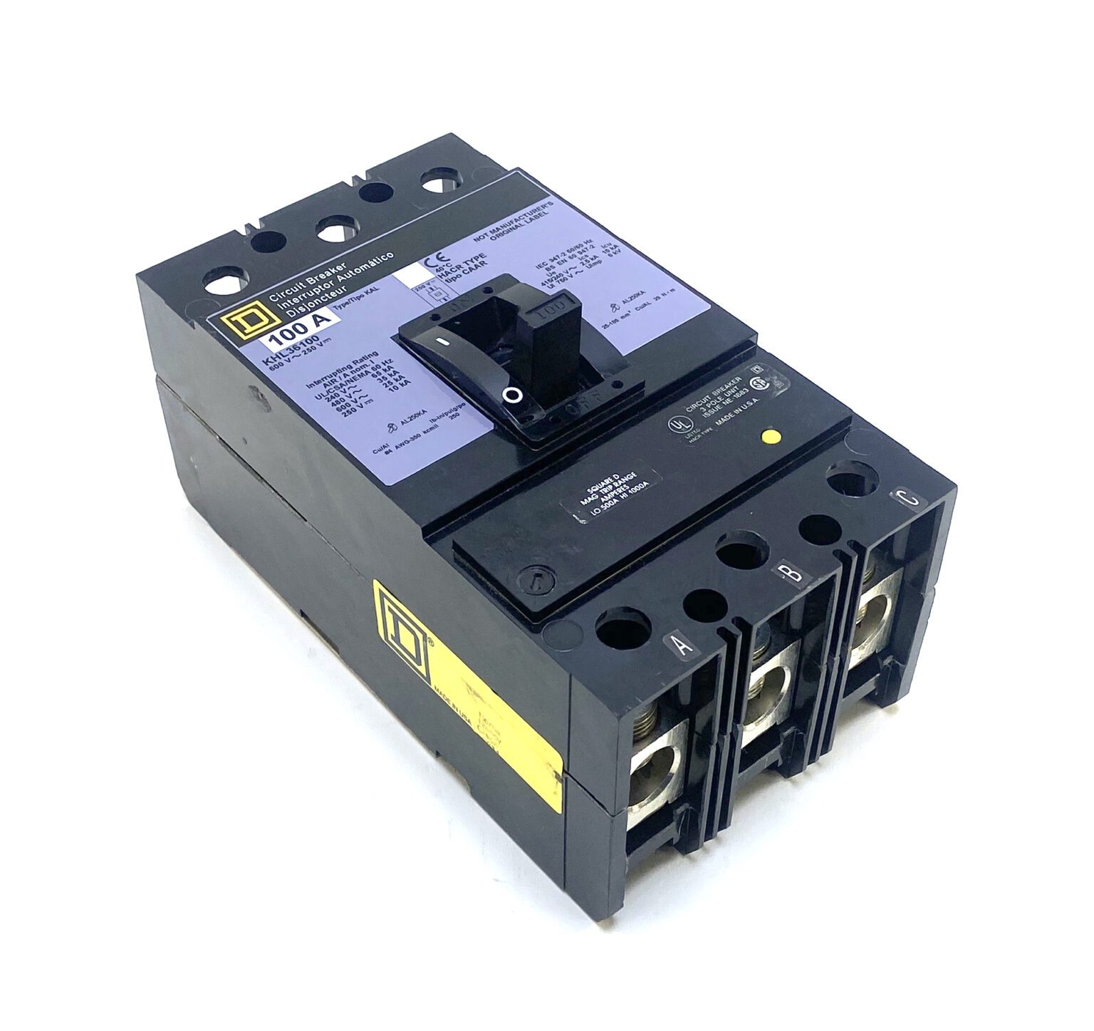 Disjoncteur GE HI-BREAK 100A 3 Pôles 600V AC - Modèle THEF13000, Occasion Bon état