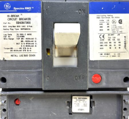 General Electric SGHA36AT0600 3P 600A 600Vac Breaker (450A PLUG) - Image 5