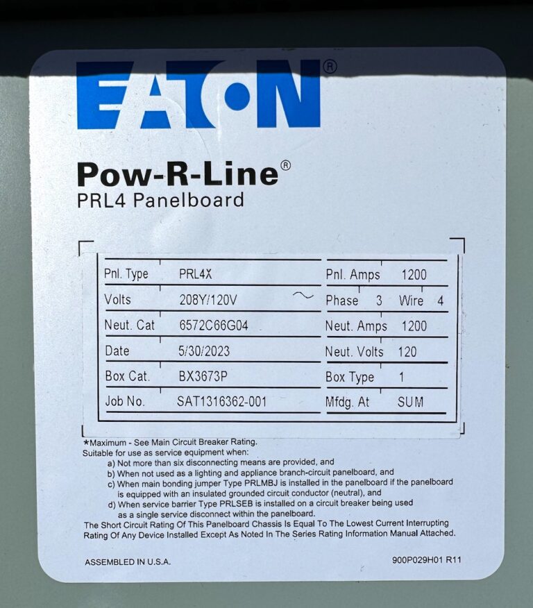 Mlo Kit Eaton PRL4X 3P4W 1200 Amp 208Y/120V MLO Interior + Trim Kit (NEW)
