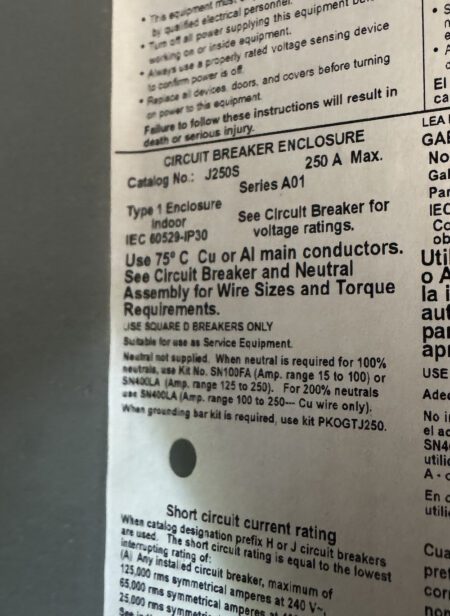 Square D J250S-NEW