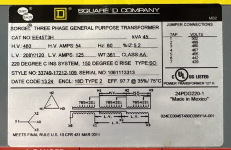 Square D EE45T3H-USED