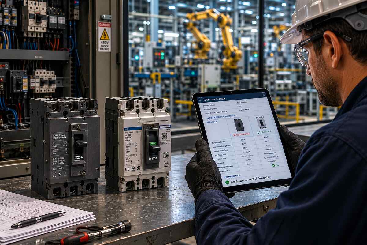 Industrial circuit breakers protecting critical manufacturing equipment from overload