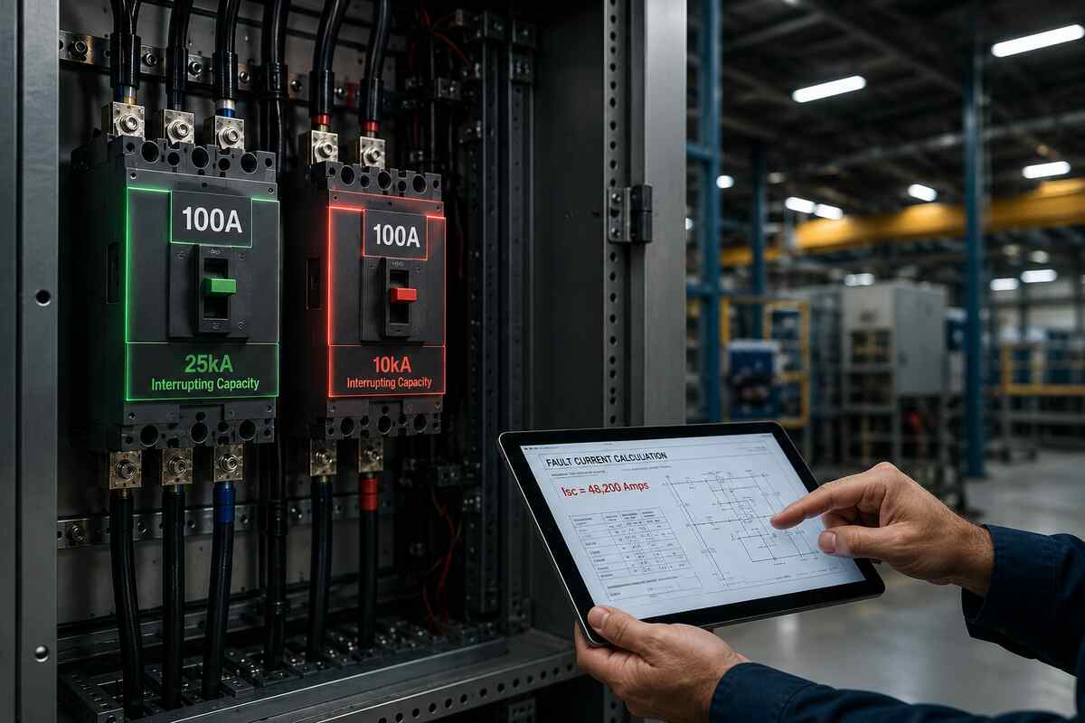 Technician verifying breaker replacement compatibility using panel specifications manufacturer