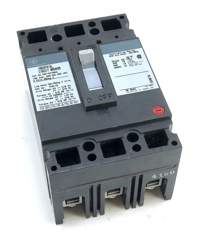 General Electric 3 Pole 100 Amp 480 Vac Circuit Breaker (S4