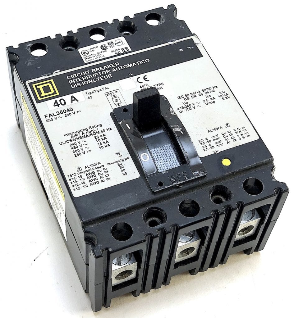 Square D FAL36040 3 Pole 40 Amp 600 Vac Circuit Breaker (B1 ...