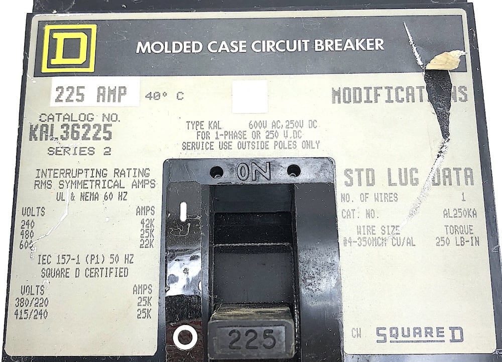 Square D 225A Breakers Catalog KAL36225 