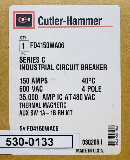 Cutler Hammer FD4150WA06-AUX-NIB
