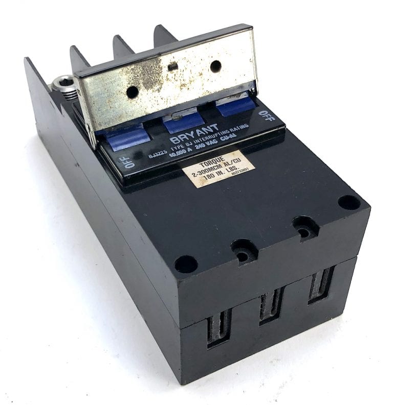 Bryant BJ3225 3 Pole 225 Amp 240 Vac Circuit Breaker Electrical Power