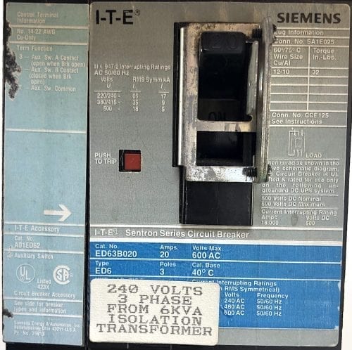ITE Siemens ED63B020-AUX-GL
