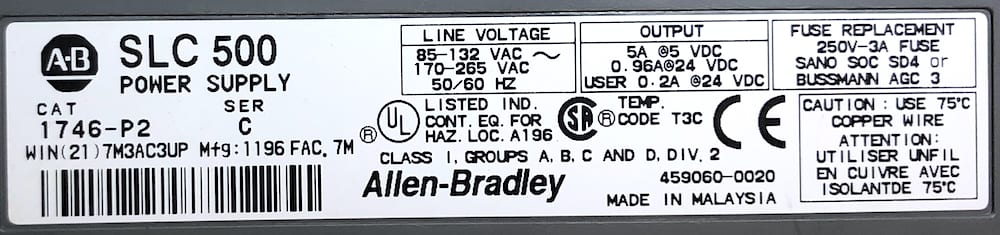 Allen Bradley 1746-P2